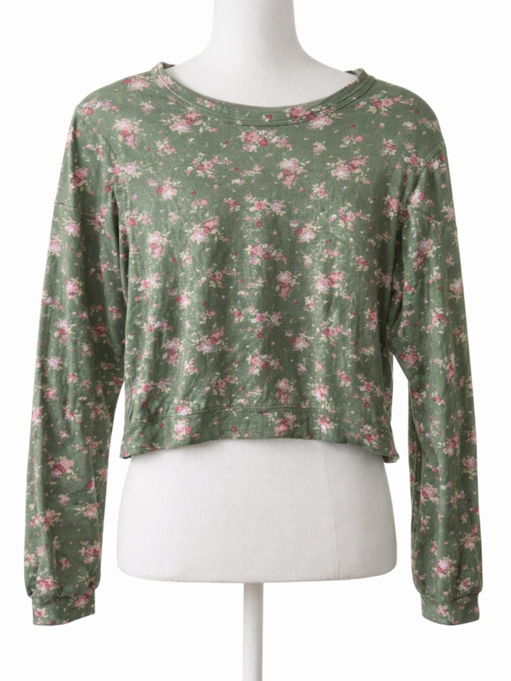Trixxi Girl  Olive Green Floral Long Sleeve Crop size large girls